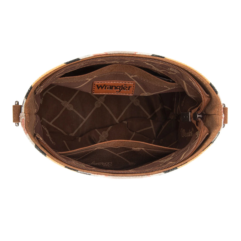 Load image into Gallery viewer, WG221-8360BG - Wrangler Aztec Distressed Print Dual Sided Print Crossbody
