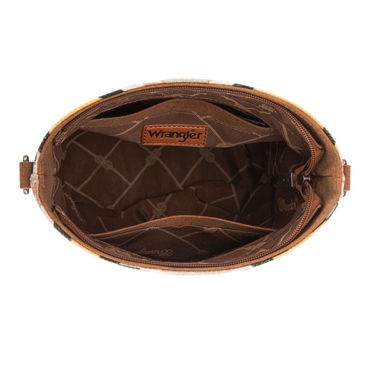 WG221-8360BG - Wrangler Aztec Distressed Print Dual Sided Print Crossbody