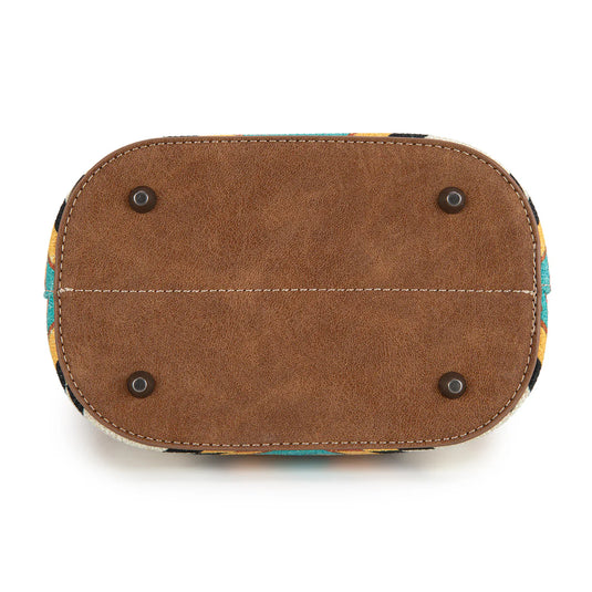 WG221-8360GN - Wrangler Aztec Distressed Print Dual Sided Print Crossbody - Green