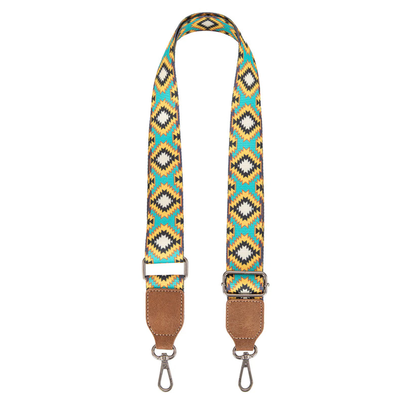 Load image into Gallery viewer, WG221-8360GN - Wrangler Aztec Distressed Print Dual Sided Print Crossbody - Green
