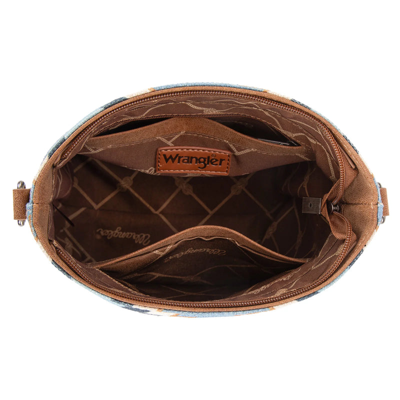 Load image into Gallery viewer, WG221-8360JN - Wrangler Aztec Distressed Print Dual Sided Print Crossbody
