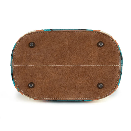 WG221-8360TQ - Wrangler Aztec Distressed Print Dual Sided Print Crossbody