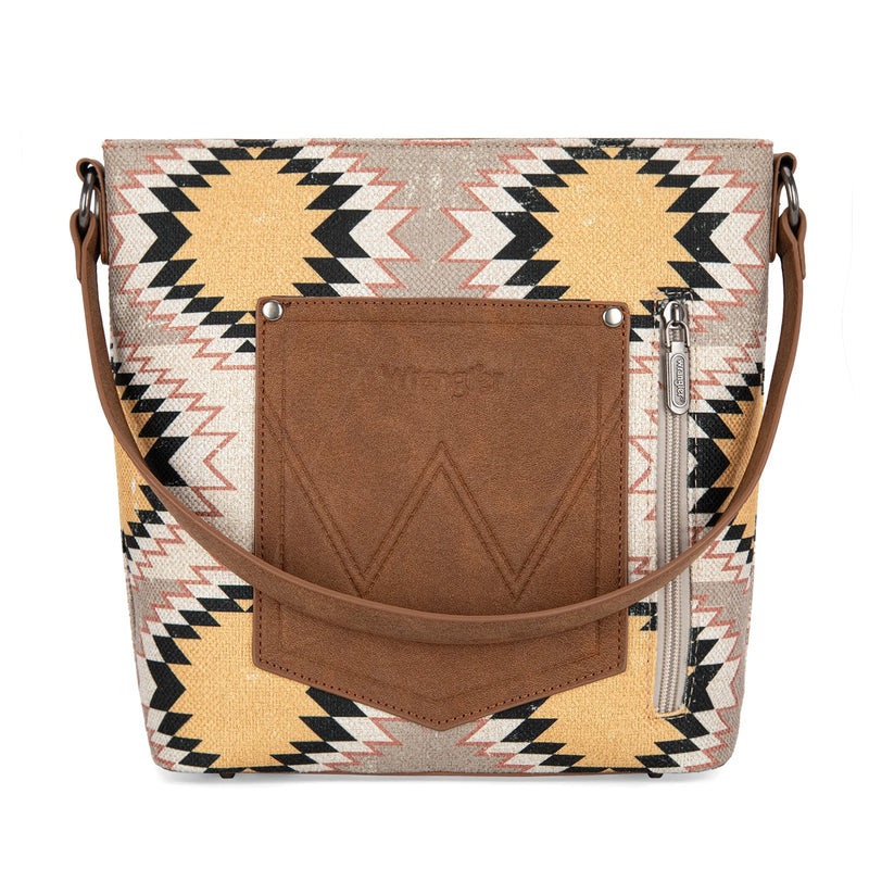 Load image into Gallery viewer, WG221-918BG - Wrangler Aztec Distressed Print Dual Sided Print Hobo Bag/Crossbody
