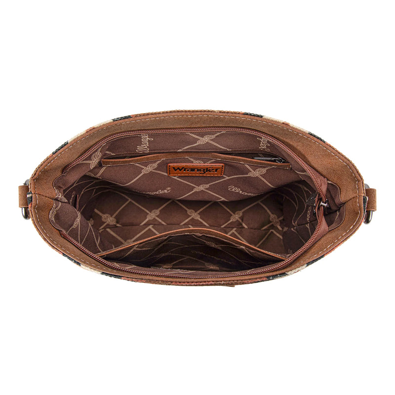 Load image into Gallery viewer, WG221-918BG - Wrangler Aztec Distressed Print Dual Sided Print Hobo Bag/Crossbody
