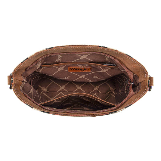 WG221-918BG - Wrangler Aztec Distressed Print Dual Sided Print Hobo Bag/Crossbody