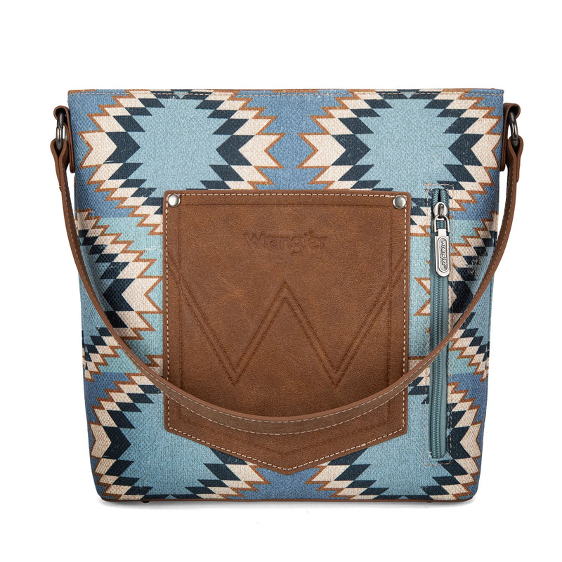 Load image into Gallery viewer, WG221-918JN - Wrangler Aztec Distressed Print Dual Sided Print Hobo Bag/Crossbody
