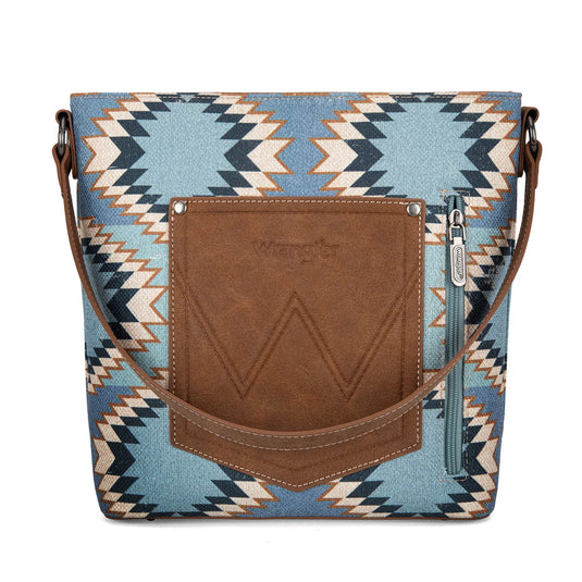 WG221-918JN - Wrangler Aztec Distressed Print Dual Sided Print Hobo Bag/Crossbody