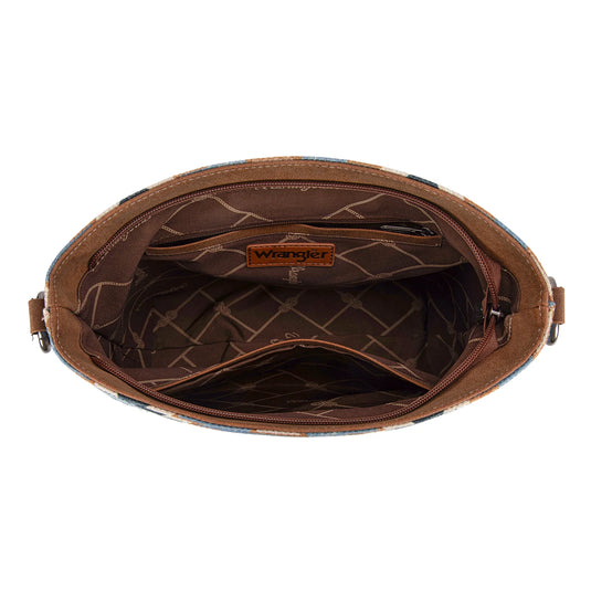 WG221-918JN - Wrangler Aztec Distressed Print Dual Sided Print Hobo Bag/Crossbody