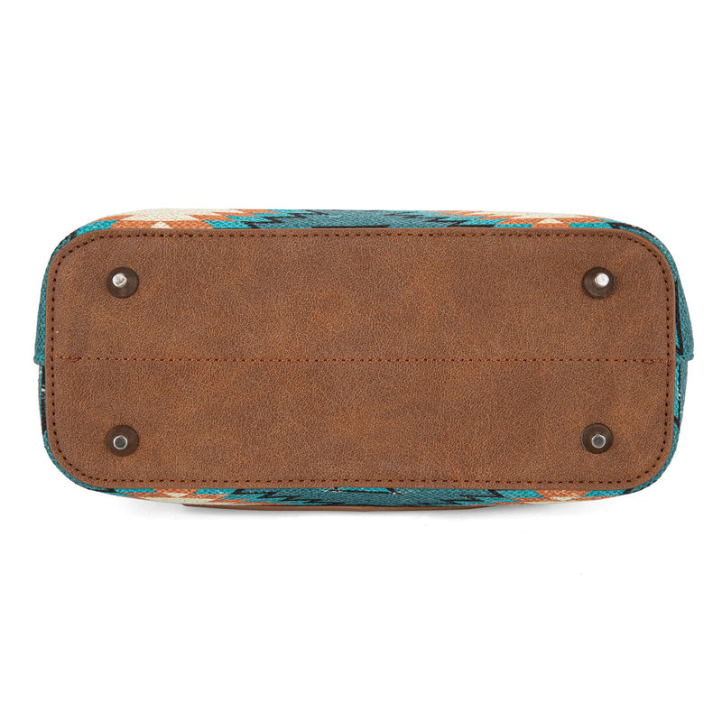 Load image into Gallery viewer, WG221-918TQ - Wrangler Aztec Distressed Print Dual Sided Print Hobo Bag/Crossbody
