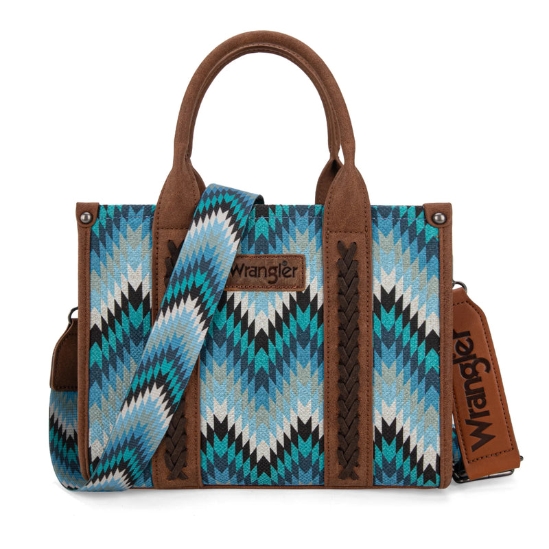 Load image into Gallery viewer, WG2211-8120SJN - Wrangler Southwestern Pattern Dual Sided Print Concealed Carry -Tote/Crossbody - Jean
