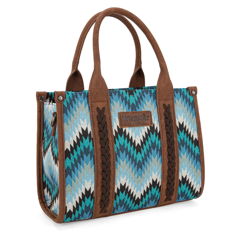 Load image into Gallery viewer, WG2211-8120SJN - Wrangler Southwestern Pattern Dual Sided Print Concealed Carry -Tote/Crossbody - Jean
