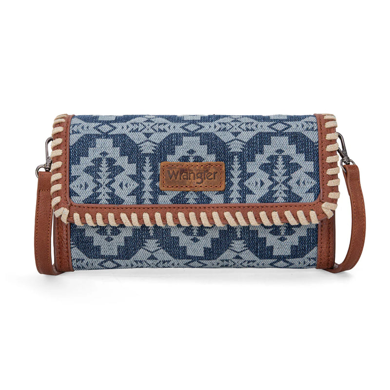 Load image into Gallery viewer, WG2212-C012JN - Wrangler Southwestern Print Wallet/Wristlet/Crossbody Bag - Jean
