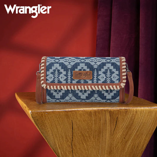 WG2212-C012JN - Wrangler Southwestern Print Wallet/Wristlet/Crossbody Bag - Jean