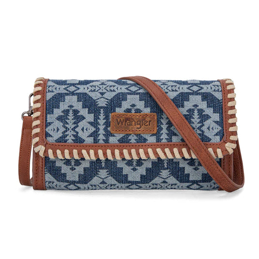 WG2212-C012JN - Wrangler Southwestern Print Wallet/Wristlet/Crossbody Bag - Jean