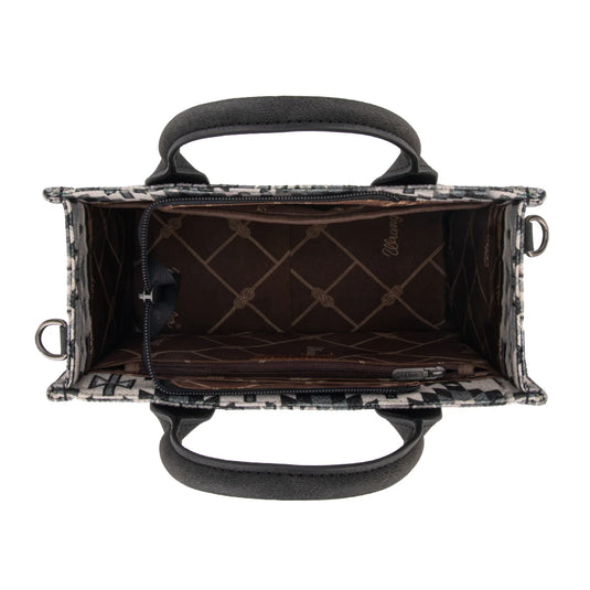 WG2209-8120SBK Wrangler Aztec Pattern Dual Sided Print -Tote/Crossbody -Black