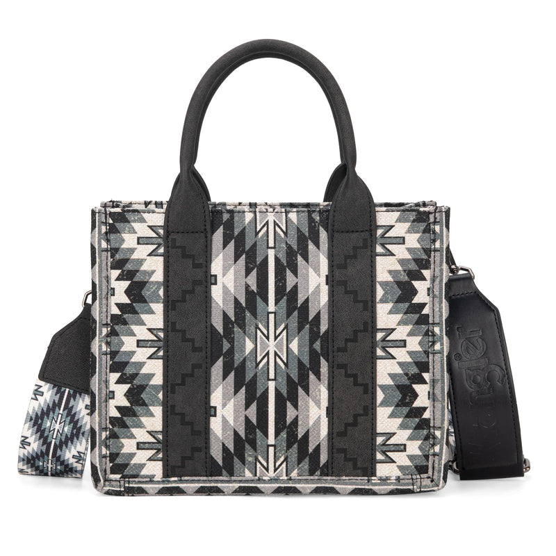 Load image into Gallery viewer, WG2209-8120SBK Wrangler Aztec Pattern Dual Sided Print -Tote/Crossbody -Black
