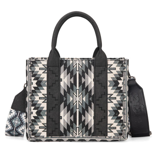 WG2209-8120SBK Wrangler Aztec Pattern Dual Sided Print -Tote/Crossbody -Black