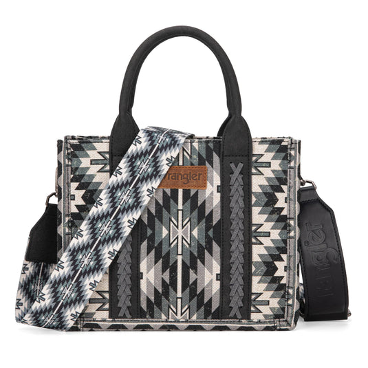 WG2209-8120SBK Wrangler Aztec Pattern Dual Sided Print -Tote/Crossbody -Black