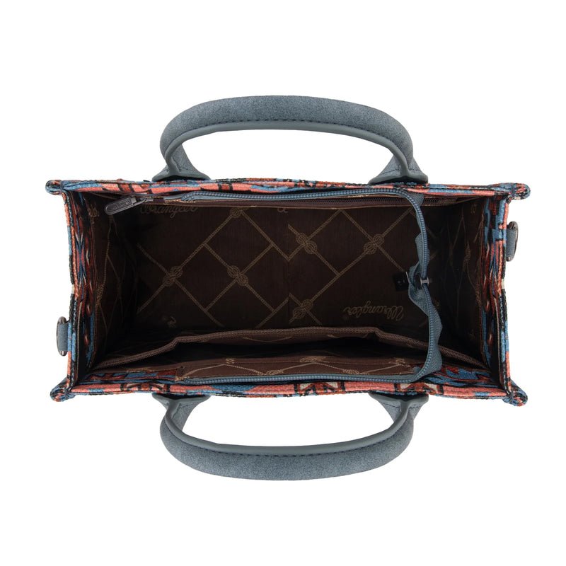 Load image into Gallery viewer, WG2213-8120SNY - Wrangler Southwestern Pattern Dual Sided Print -Tote/Crossbody -NAVY
