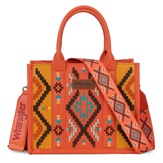 WG2214-8120 OR - Wrangler Aztec Embroidered Tote/Crossbody