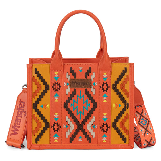 WG2214-8120 OR - Wrangler Aztec Embroidered Tote/Crossbody