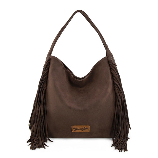 WG244-9182CF - Wrangler Fringe Studded Hobo Bag - Coffee