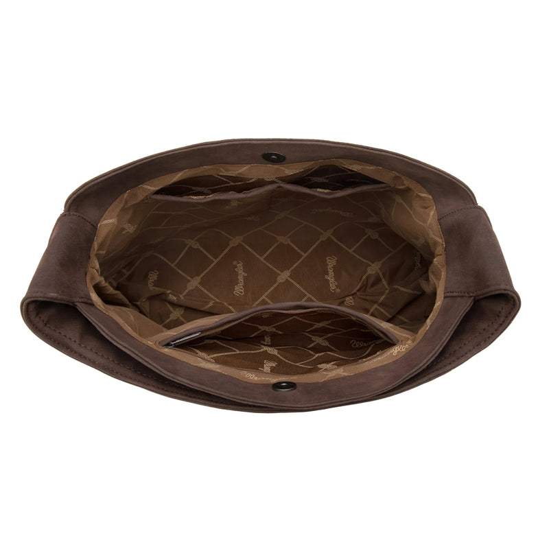 Load image into Gallery viewer, WG244-9182CF - Wrangler Fringe Studded Hobo Bag - Coffee
