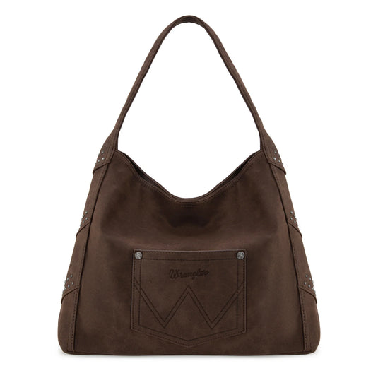 WG244-9182CF - Wrangler Fringe Studded Hobo Bag - Coffee