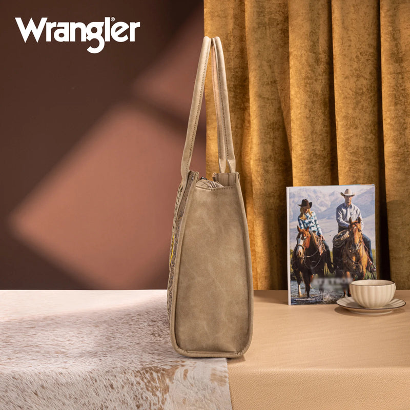 Load image into Gallery viewer, WG226G-8119TN - Wrangler Tooled Aztec Pattern Print Concealed Carry Large Tote
