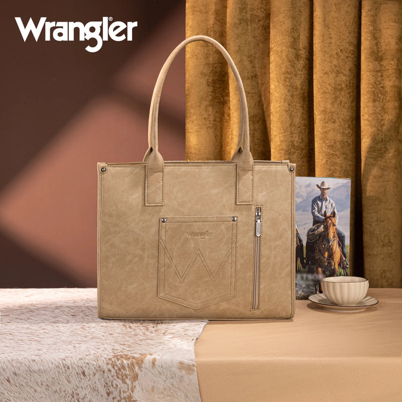 Load image into Gallery viewer, WG226G-8119TN - Wrangler Tooled Aztec Pattern Print Concealed Carry Large Tote
