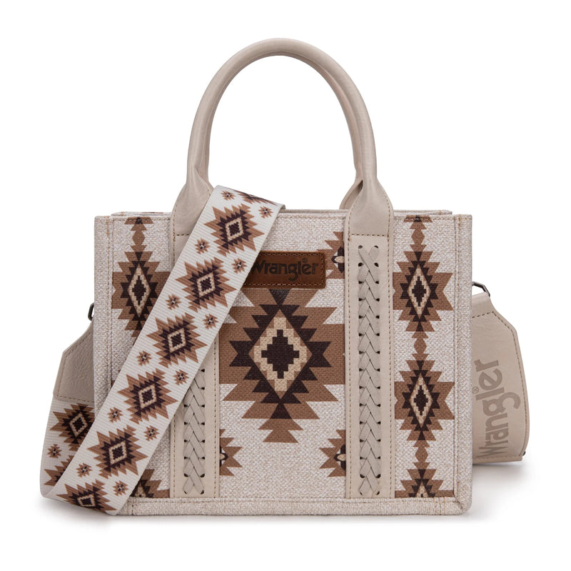 Load image into Gallery viewer, WG226-8120SBG - Wrangler Aztec Pattern Dual Sided Print - Tote/Crossbody - Beige
