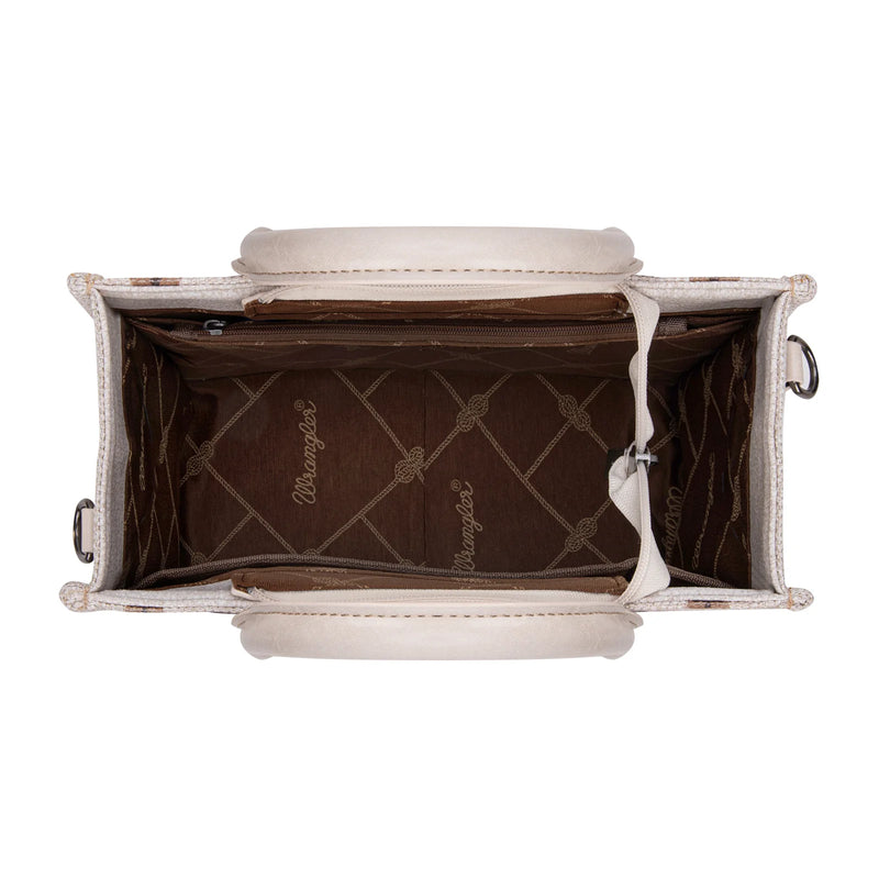 Load image into Gallery viewer, WG226-8120SBG - Wrangler Aztec Pattern Dual Sided Print - Tote/Crossbody - Beige
