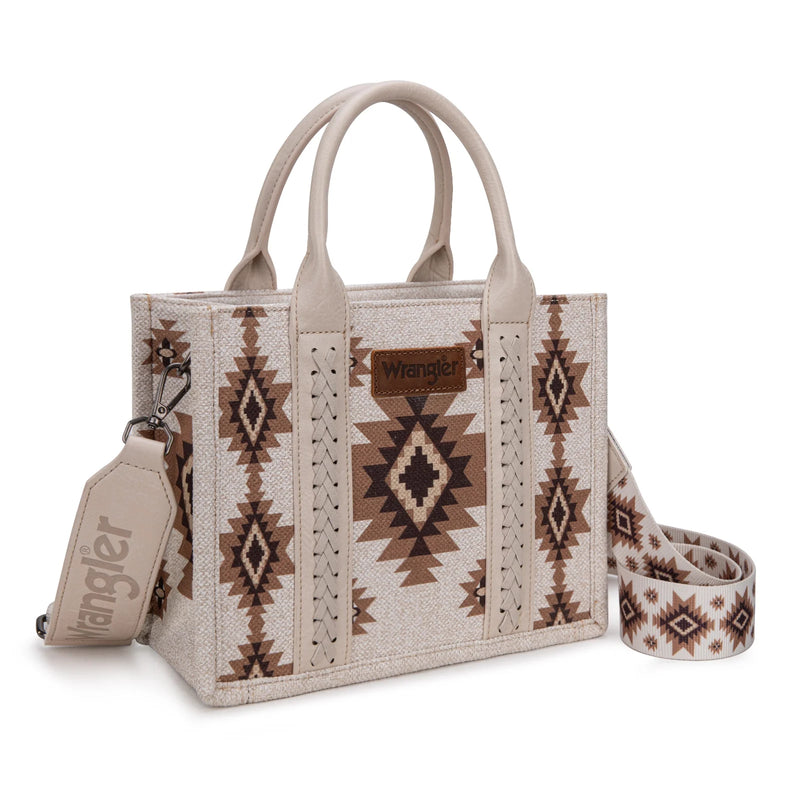 Load image into Gallery viewer, WG226-8120SBG - Wrangler Aztec Pattern Dual Sided Print - Tote/Crossbody - Beige
