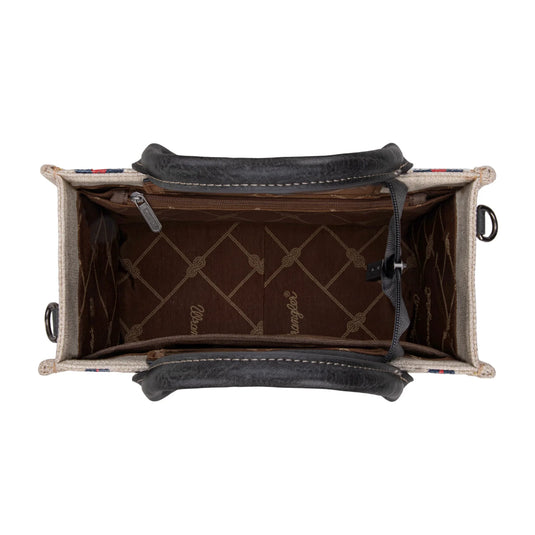 WG226-8120SBK - Wrangler Aztec Pattern Dual Sided Print - Tote/Crossbody - Black