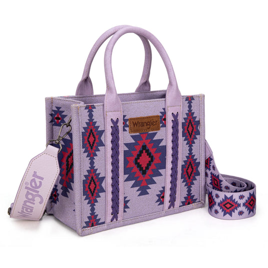 WG226-8120SPP - Wrangler Aztec Pattern Dual Sided Print - Tote/Crossbody - Purple