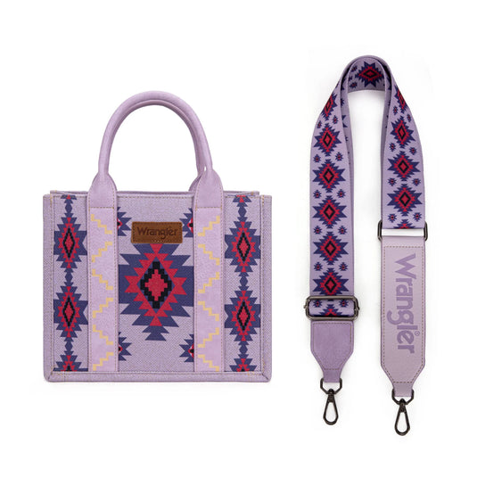 WG226-8120SPP - Wrangler Aztec Pattern Dual Sided Print - Tote/Crossbody - Purple