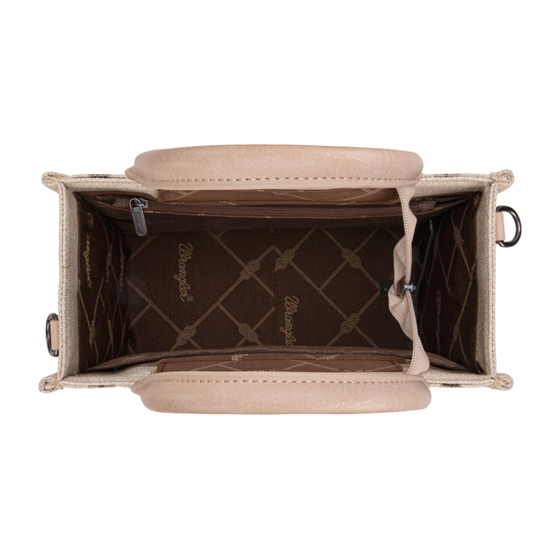 Load image into Gallery viewer, WG226-8120STN - Wrangler Aztec Pattern Dual Sided Print - Tote/Crossbody - Tan
