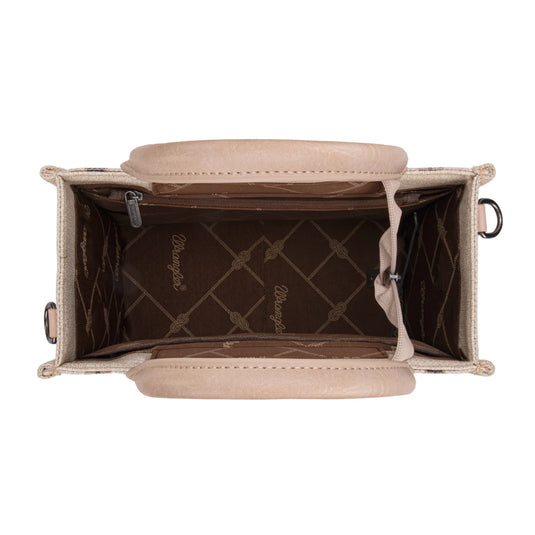 WG226-8120STN - Wrangler Aztec Pattern Dual Sided Print - Tote/Crossbody - Tan