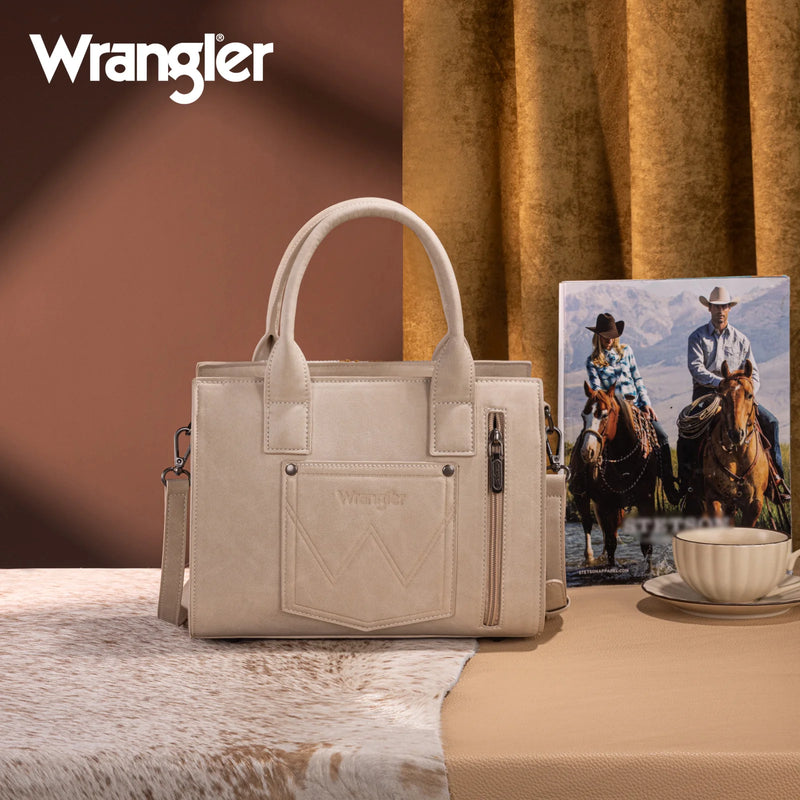 Load image into Gallery viewer, WG226-8120BG - Wrangler Tooled Aztec Pattern Print Concealed Carry Tote/Crossbody
