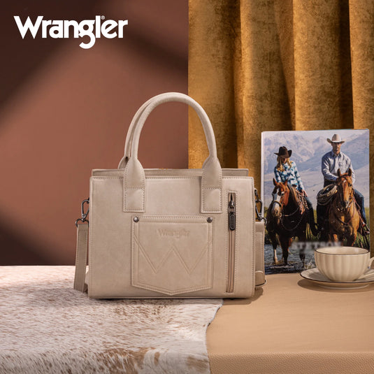 WG226-8120BG - Wrangler Tooled Aztec Pattern Print Concealed Carry Tote/Crossbody