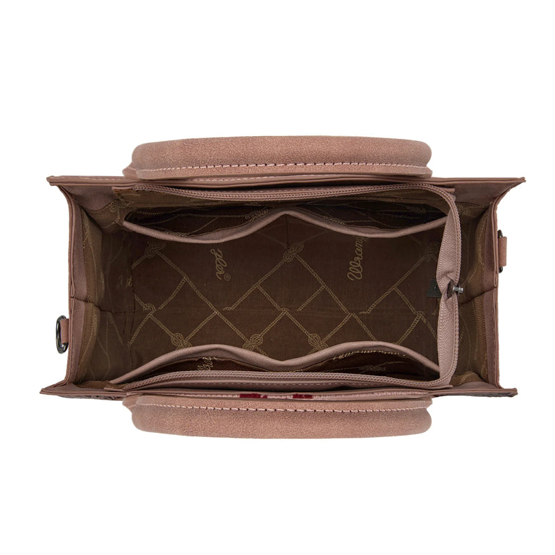 Load image into Gallery viewer, WG226-8120DPK - Wrangler Tooled Aztec Pattern Print Concealed Carry Tote/Crossbody
