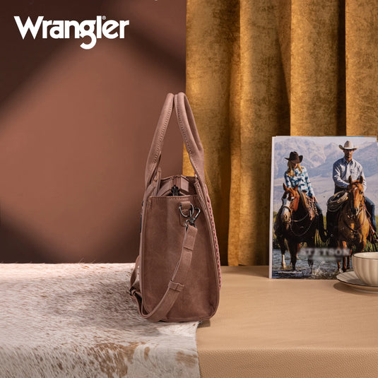 WG226-8120DPK - Wrangler Tooled Aztec Pattern Print Concealed Carry Tote/Crossbody