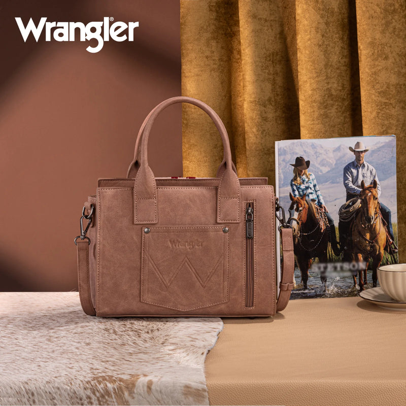 Load image into Gallery viewer, WG226-8120DPK - Wrangler Tooled Aztec Pattern Print Concealed Carry Tote/Crossbody
