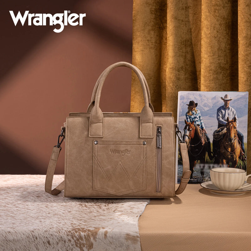 Load image into Gallery viewer, WG226-8120TN - Wrangler Tooled Aztec Pattern Print Concealed Carry Tote/Crossbody
