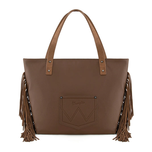 WG233-2002BR - Wrangler Aztec Embroidered Large Tote Bag - Brown