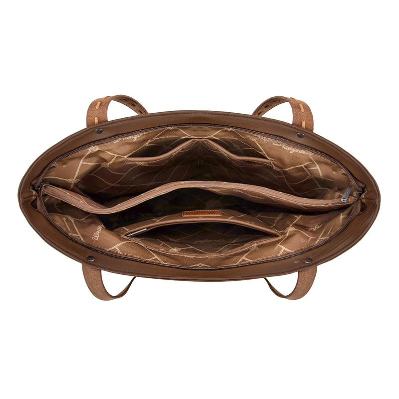 Load image into Gallery viewer, WG233-2002BR - Wrangler Aztec Embroidered Large Tote Bag - Brown
