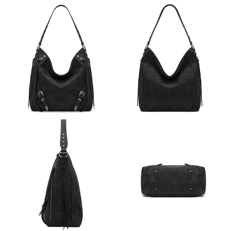 Load image into Gallery viewer, WG245-918BK - Wrangler Buckle Hobo/Crossbody Bag-Black
