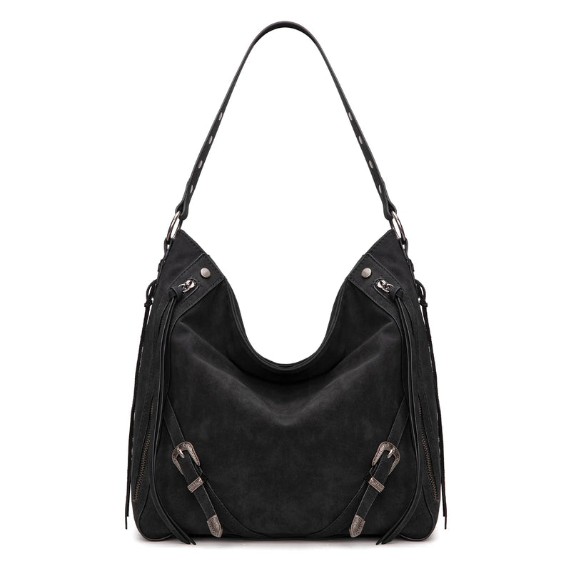 Load image into Gallery viewer, WG245-918BK - Wrangler Buckle Hobo/Crossbody Bag-Black
