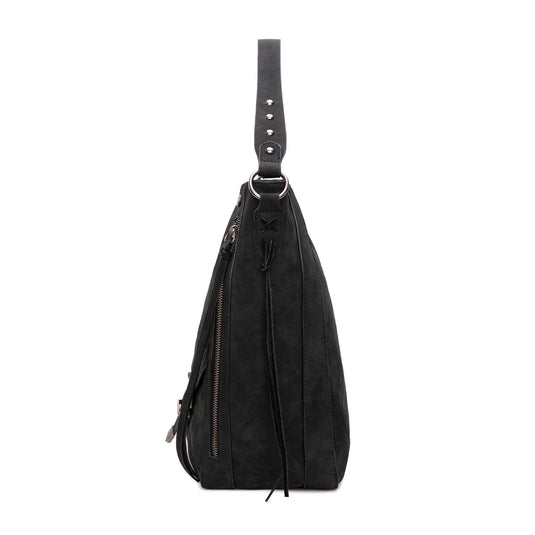 WG245-918BK - Wrangler Buckle Hobo/Crossbody Bag-Black