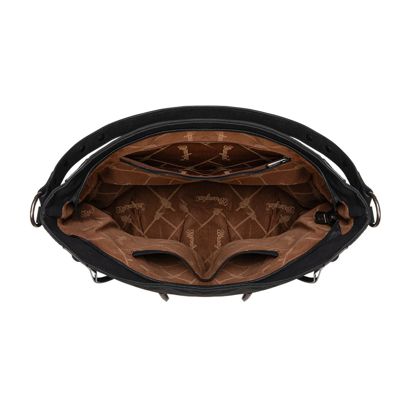 Load image into Gallery viewer, WG245-918BK - Wrangler Buckle Hobo/Crossbody Bag-Black
